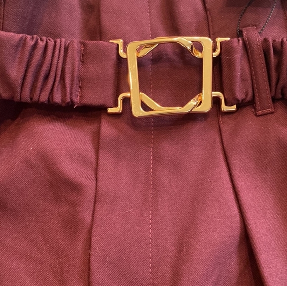 Zara Burgundy High Waist Paperbag Pants - Picture 4 of 6